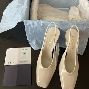 Prada Women's Elegant White Slingback Heels